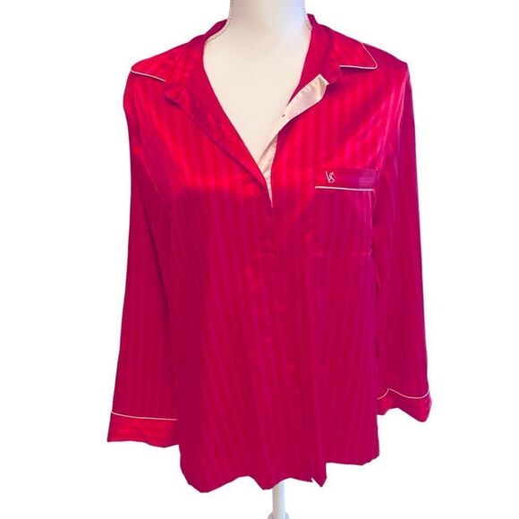 Victoria’s Secret Pink Red Satin Shirt Size Medium - Picture 1 of 5